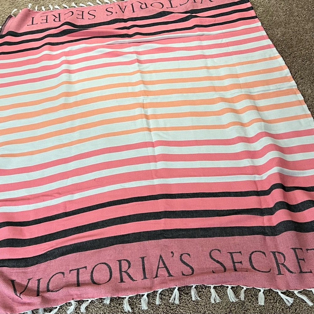 VS Beach Blanket / NEW Stripe/BK-Peach-Pink-White